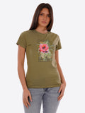 YES-ZEE D T-shirt girocollo stampa VERDE MILITARE