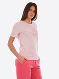 YES-ZEE D T-shirt con stampa astratta rosa