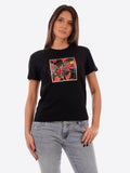 YES-ZEE D T-shirt con stampa multicolore NERO/B.CO
