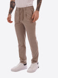 YES-ZEE U Pantaloni elastizcizzati leggeri con coulisse in vita tortora