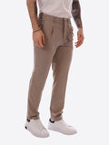 YES-ZEE U Pantaloni elastizcizzati leggeri con coulisse in vita tortora