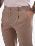 YES-ZEE U Pantaloni elastizcizzati leggeri con coulisse in vita tortora