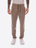 YES-ZEE U Pantaloni elastizcizzati leggeri con coulisse in vita tortora
