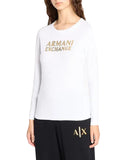 AX ARMANI D T-shirt basic con logo manica lunga bianco