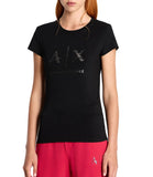 AX ARMANI D T-shirt manica corta con logo glitter nero