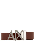 AX ARMANI U Cintura con logo reversbile NERO/BEIGE