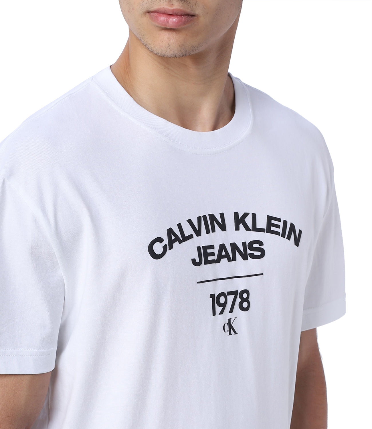 CK J U PRE T-shirt in cotone regular fit con logo bianco
