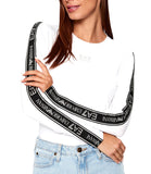 EA7 D T-shirt manica lunga con banda logo bianco