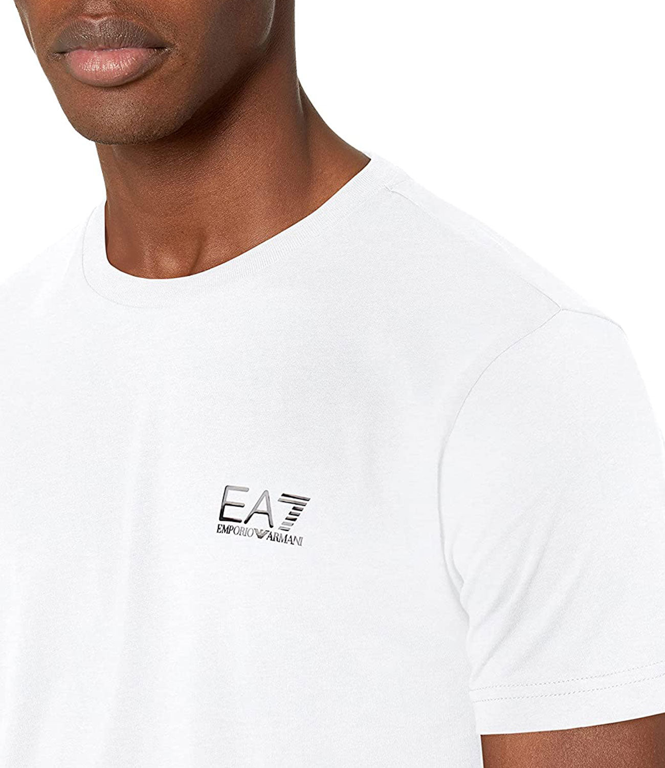 EA7 U T-shirt basic con piccolo logo bianco