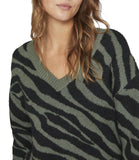 VILA Pullover animalier bicolore NERO/VERDE
