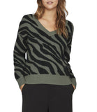 VILA Pullover animalier bicolore NERO/VERDE