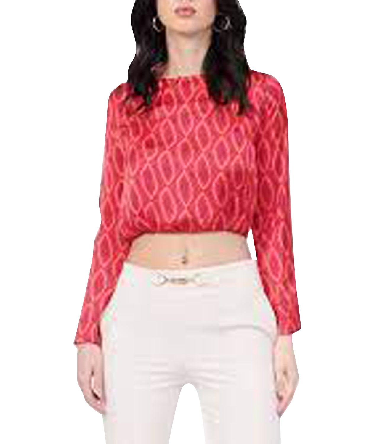 YES-ZEE D Blusa a fantasia cropped rosso