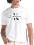 CK J U COL T-shirt disrupted outline logo bianco