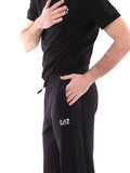 EA7 U Pantaloni della tuta con banda logo laterale nero