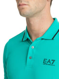 EA7 U Polo con profili contrasto e logo verde
