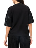 LIU JO SPORT T-shirt con maniche plissettate nero