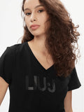 LIU JO SPORT T-shirt con stampa e applicazioni nero