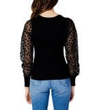 ONLY Maglia babette ls woven mix unck cc knt nero