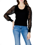 ONLY Maglia babette ls woven mix unck cc knt nero